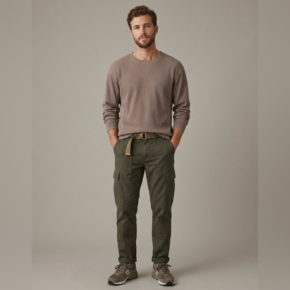 Dark Taupe/Brown Waffle Knit  Long Sleeve Large